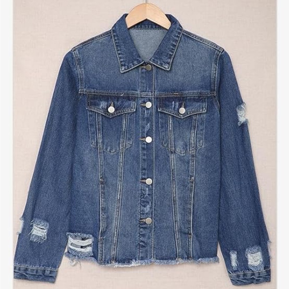 Denim Blue Women's Jean Jacket - Picture 2 of 3